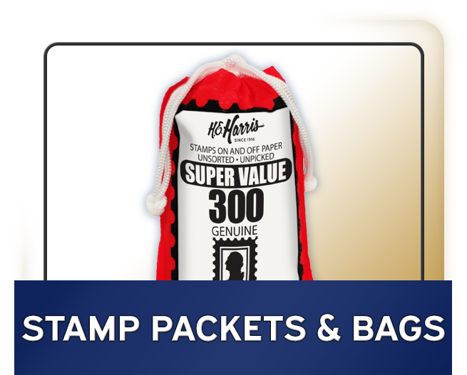 H.E. Harris Stamp Packets and Bags