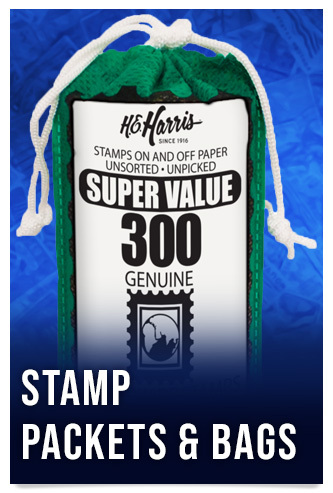 H.E. Harris Stamp Packets and Bags