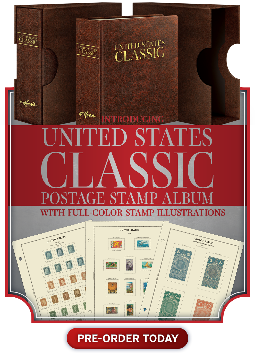 H.E. Harris United States Classic Postage Stamp Album - Pre-order Today!
